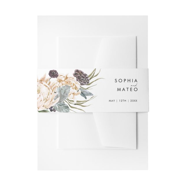 Bauchband, weißes Blütenblatt Einladungsbanderole (Vorderseite Beispiel)