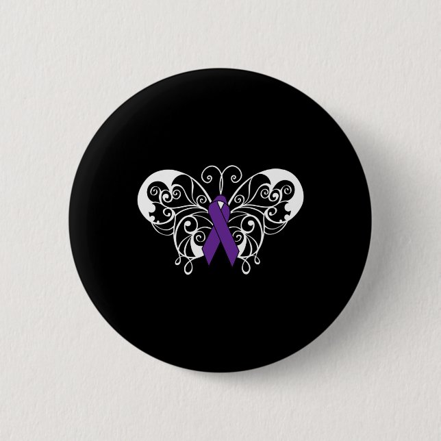 Bauchspeicheldrüsenkrebs-Bewusstsein Lila Ribbon-B Button (Vorderseite)