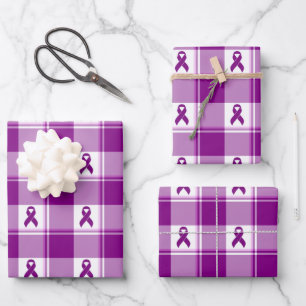 Bauchspeicheldrüsenkrebs-Bewusstseins-Karo-Geschen Geschenkpapier Set