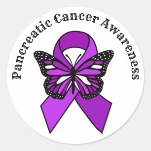 Bauchspeicheldrüsenkrebs   Schmetterling Runder Aufkleber