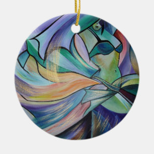Bauchtänzer aus dem Nahen Osten mit Pastelschleier Keramikornament