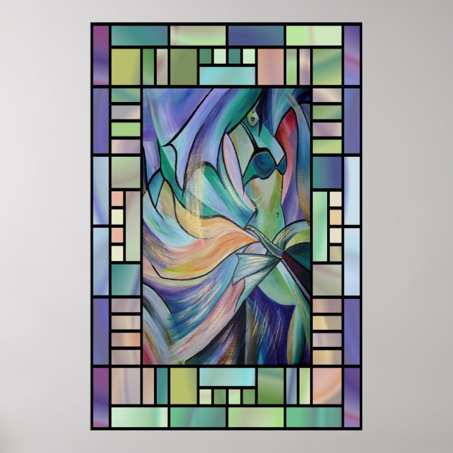 Bauchtänzer aus dem Nahen Osten mit Pastelschleier Poster (Vorne)