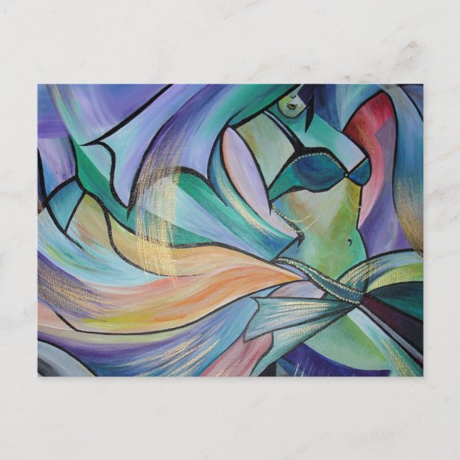 Bauchtänzer aus dem Nahen Osten mit Pastelschleier Postkarte (Vorderseite)