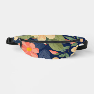 Bauchtasche Navy Pfirsich Rosa Blumen Botanisch