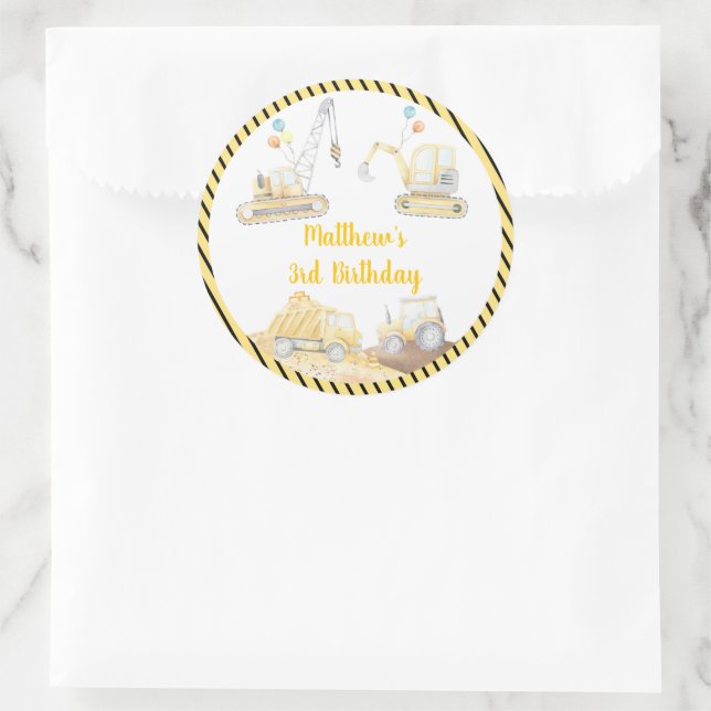 BauDigger Dump Truck Geburtstag Runder Aufkleber (Tasche)