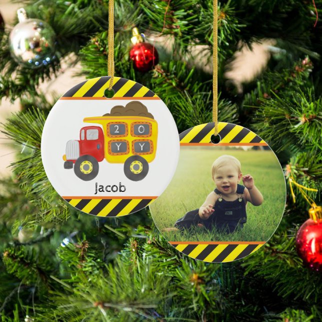 Baudump Truck Boy Foto Keepake Keramik Ornament (Von Creator hochgeladen)