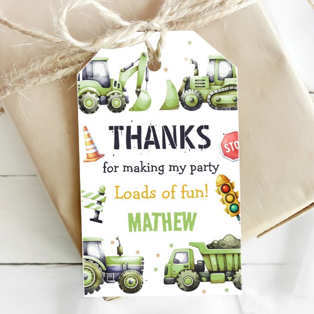 Baudump Truck Digger 1. Geburtstag Geschenkanhänger (Von Creator hochgeladen)