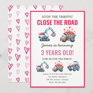 Baudump Truck Herz Geburtstag Einladung