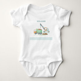 Baudump Truck Soft Green Blue Boy Name Baby Strampler