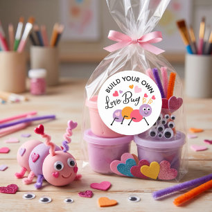 Baue ein Liebeskäfer-Playdough-Valentinslabel Runder Aufkleber