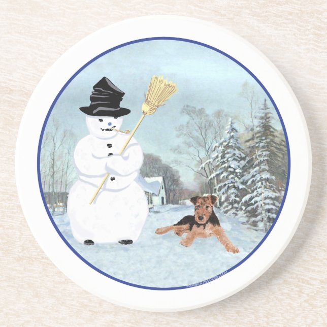 Baue einen Schneemann Getränkeuntersetzer (Vorne)