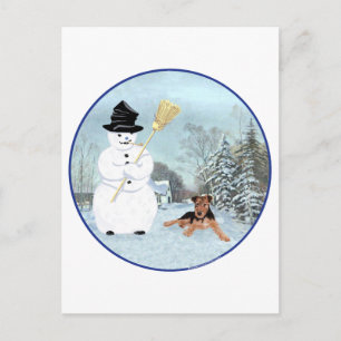 Baue einen Schneemann Postkarte