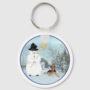 Baue einen Schneemann Schlüsselanhänger