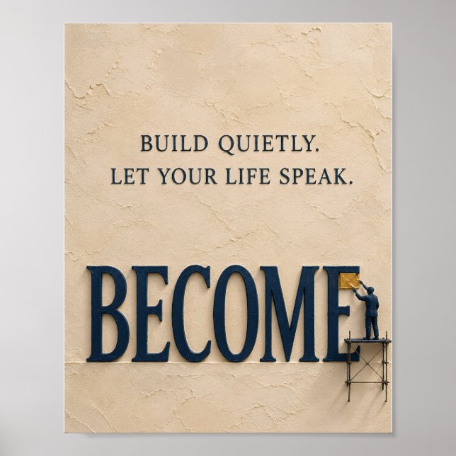 Baue leise, lass dein Leben sprechen – Werde Motiv Poster (Vorne)