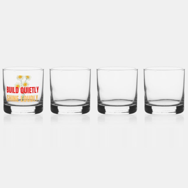 Baue leise, strahle laut – Motivationaler Erfolg Whiskyglas (Hinten)