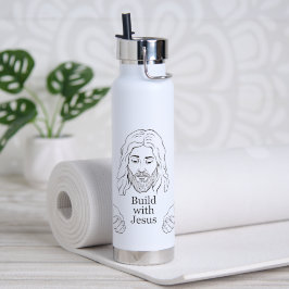 Baue mit Jesus Christlicher Glaube Zeichnung Trinkflasche