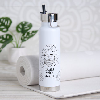 Baue mit Jesus Christlicher Glaube Zeichnung Trinkflasche
