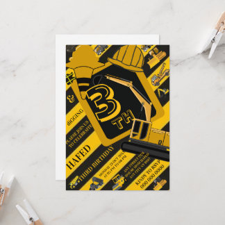 Baueinladung zum Geburtstag, Editable Constru Einladung