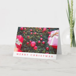 Bauelemente und Geschenke Aussicht Weihnachtskarte Feiertagskarte