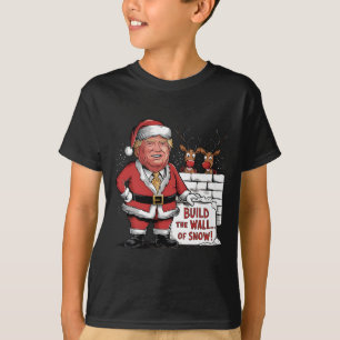 Bauen Sie die Schneemauer Trumps Santa T-Shirt