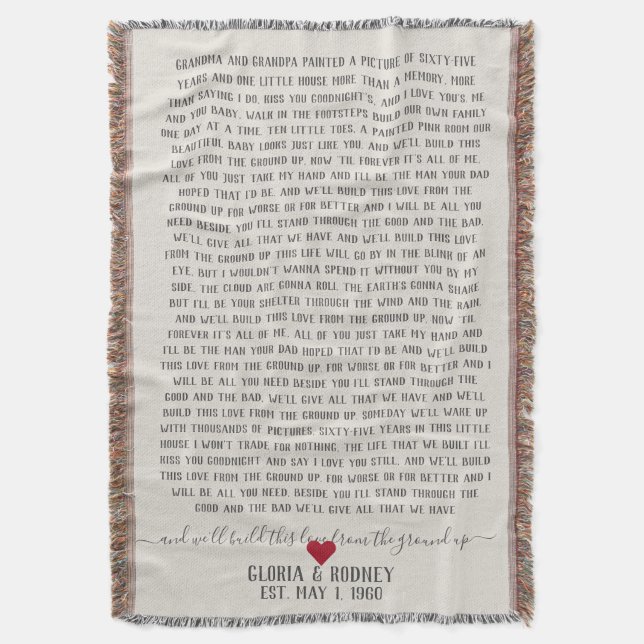 Bauen Sie diese Liebe aus dem Jubiläumsgeschenk Decke (Vorderseite Vertikal)