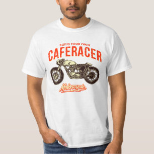 Bauen Sie Ihr eigenes Caferacer Motorrad auf Weiß T-Shirt