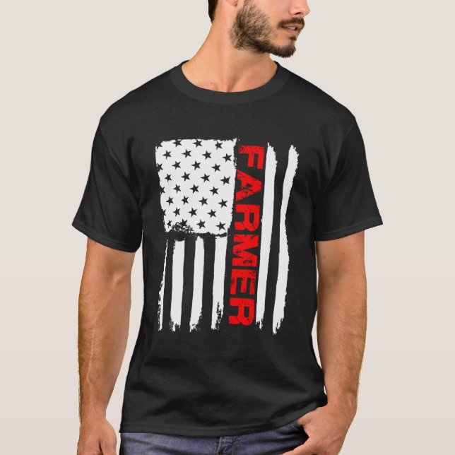 Bauer 4. Juli American Flag Shirt Farm Cow Traktor (Vorderseite)
