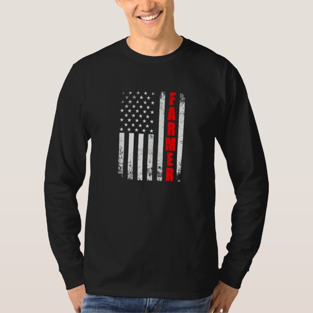Bauer American Flag Usa Patriotic Proud Funny Funn T-Shirt (Vorderseite)
