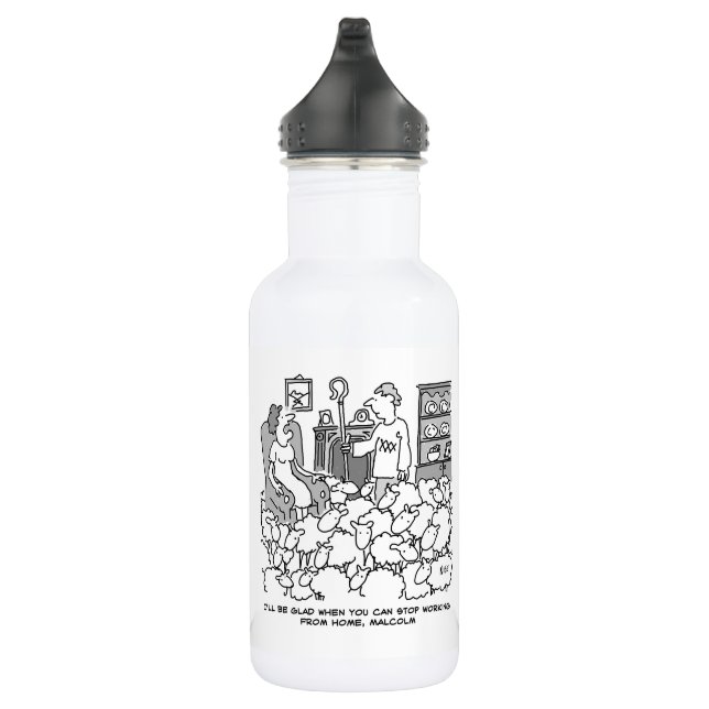 Bauer Arbeiten von Zuhause mit Schafen. Funny Edelstahlflasche (Rechts)