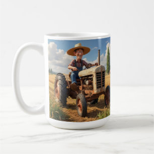 Bauer auf Zugmaschine Kaffeetasse