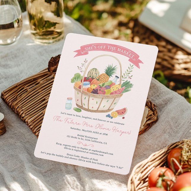 Bauer Basket vom Markt Blumenstrauß Brautparty Einladung (Farmer Basket Off the market floral bridal shower Invitation)