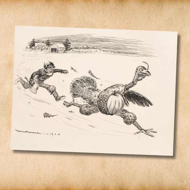 Bauer Chasing Turkey - William Walker Postkarte (Von Creator hochgeladen)