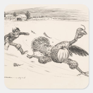 Bauer Chasing Turkey - William Walker Quadratischer Aufkleber