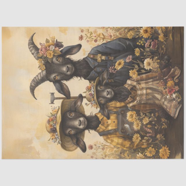 Bauer der deoupage Whimsical Goat Family Seidenpapier (Vorderseite)