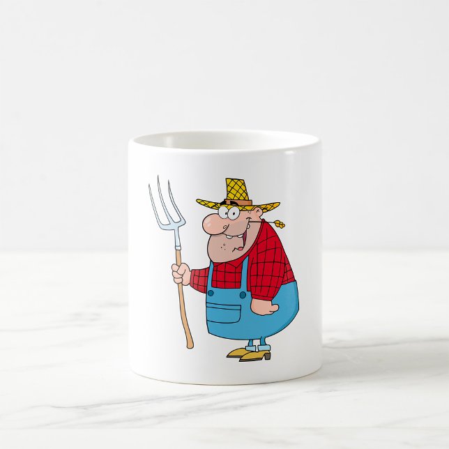 Bauer, der eine Gabel trägt Kaffeetasse (Von Creator hochgeladen)