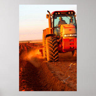 Bauer, der Mais mit Traktor anpflanzt, Vaalkop 2 Poster