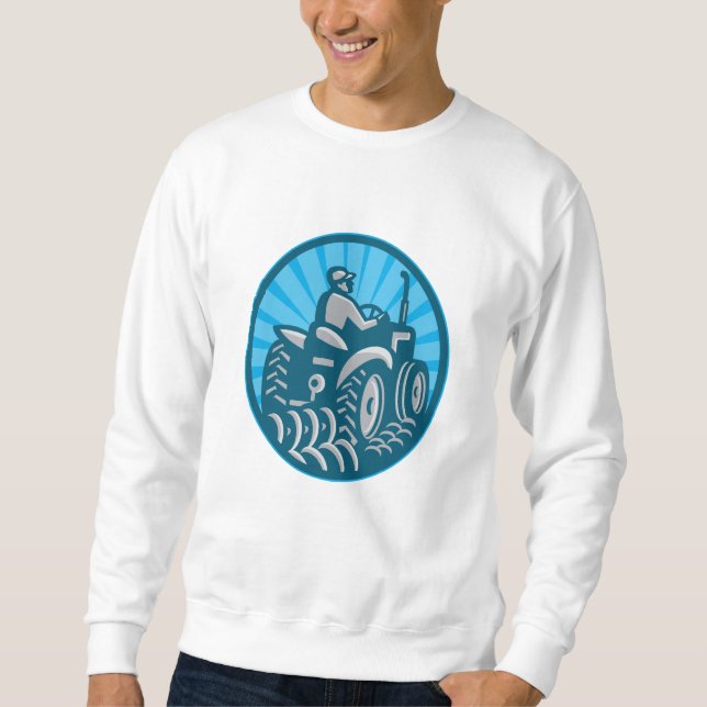 Bauer, der mit dem Traktor Retro pflügt Sweatshirt (Vorderseite)