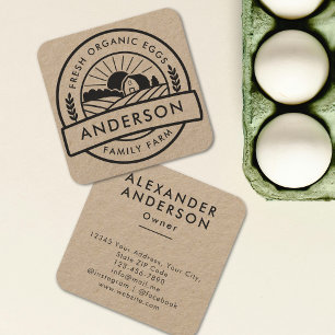 Bauer der Scheunenfamilie Rund dekorativ Quadratische Visitenkarte