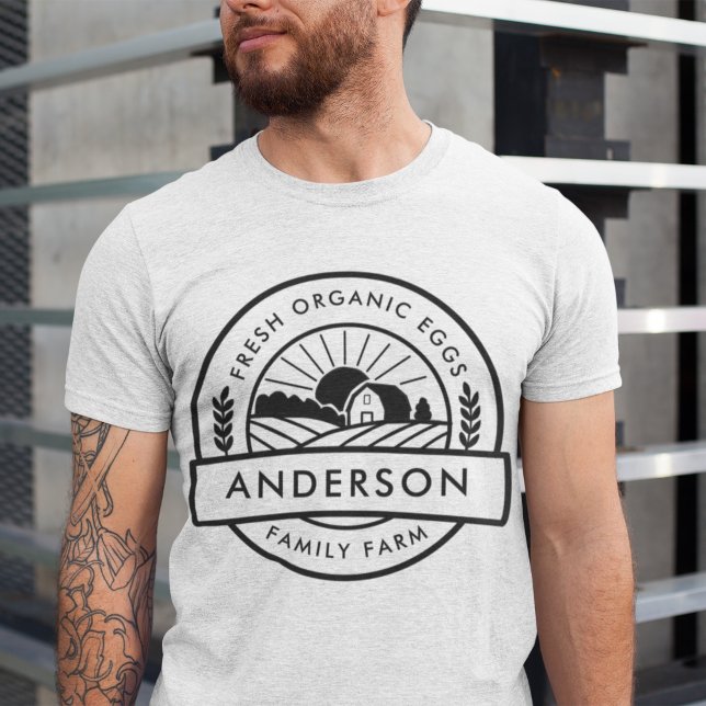 Bauer der Scheunenfamilie Rund dekorativ T-Shirt (Barn Family Farm Farmer Round Decorative T-Shirt)