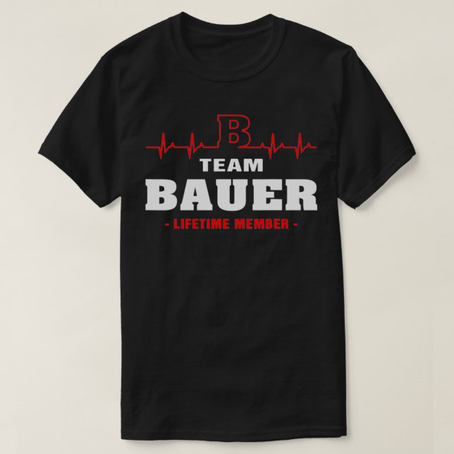 BAUER Familienname Team BAUER Lebensdauermembran T-Shirt (Design vorne)