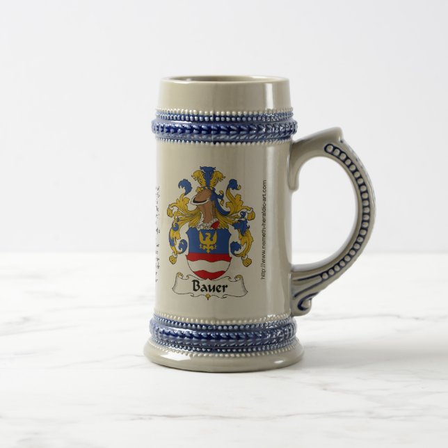 Bauer Familienwappen Stein Bierglas (Rechts)