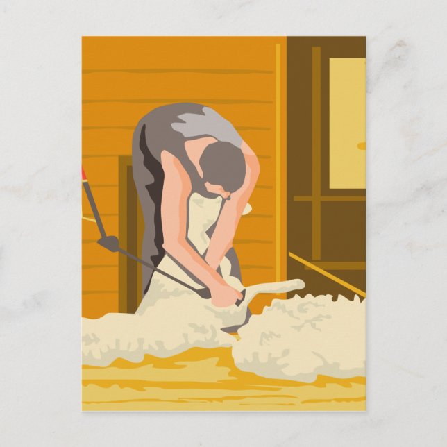 Bauer Farmworker Shear Sheep WPA Postkarte (Vorderseite)