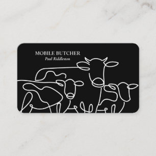 Bauer für Rinder mit schwarzem und weißem Mobilbut Visitenkarte