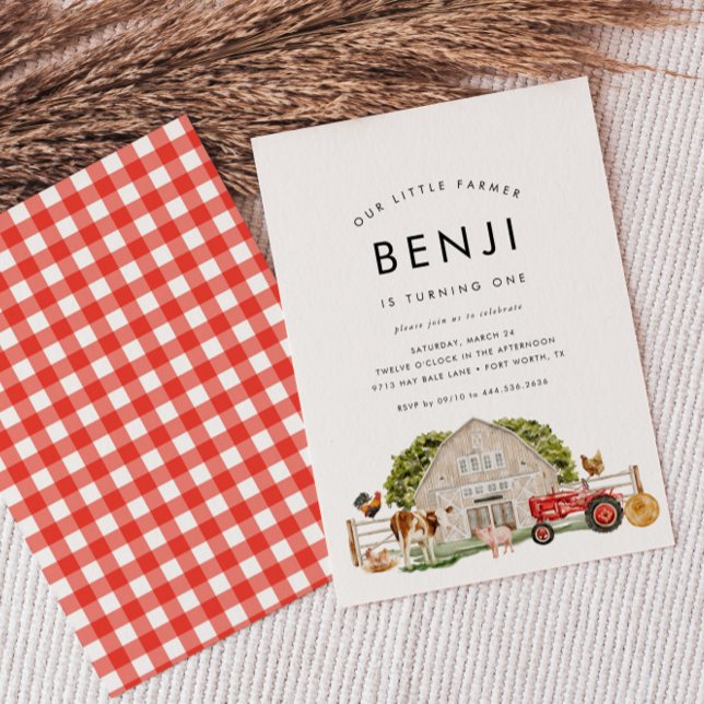 Bauer für Tierkinder 1. Geburtstag Party Einladung (Von Creator hochgeladen)
