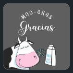 Bauer-Geschenk Muchas gracias moo Square Sticker<br><div class="desc">designed by the Arty Apples Limited.</div>
