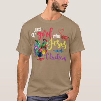 Bauer Girl Chicken Farm Tier Jesus Christus T-Shirt