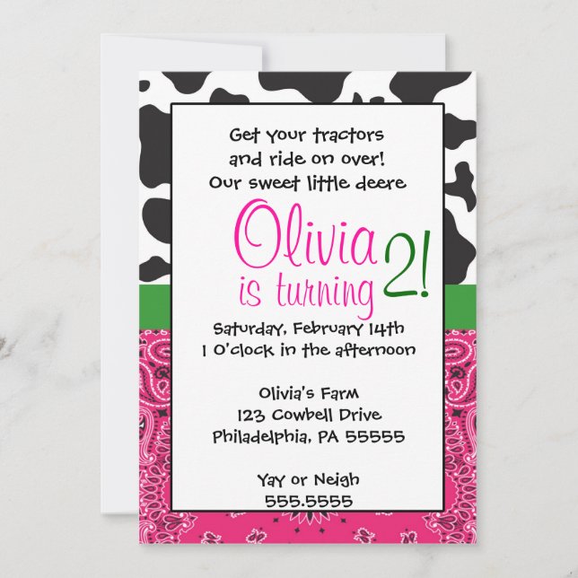 Bauer Girl  Einladung zum Geburtstag (Vorderseite)