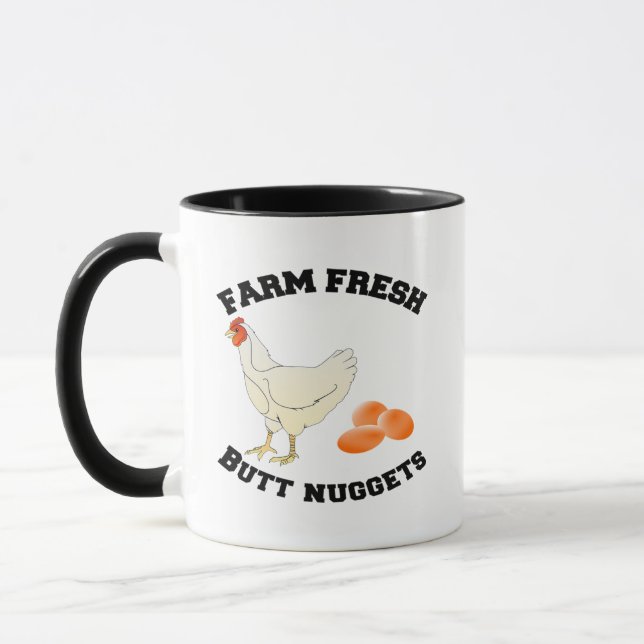 Bauer Hühnerfleisch Hintern Nuggets 11 oz Keramik  Tasse (Links)