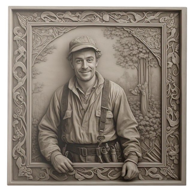 Bauer - Kunsthandwerk Keramik Tile Fliese (Vorderseite)