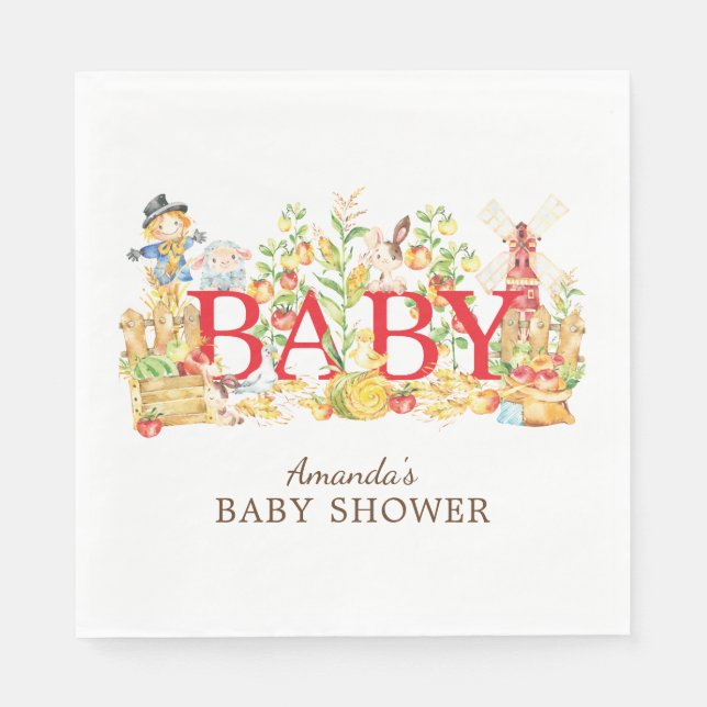 Bauer Market Babydusche Papier Napkins Serviette (Vorderseite)